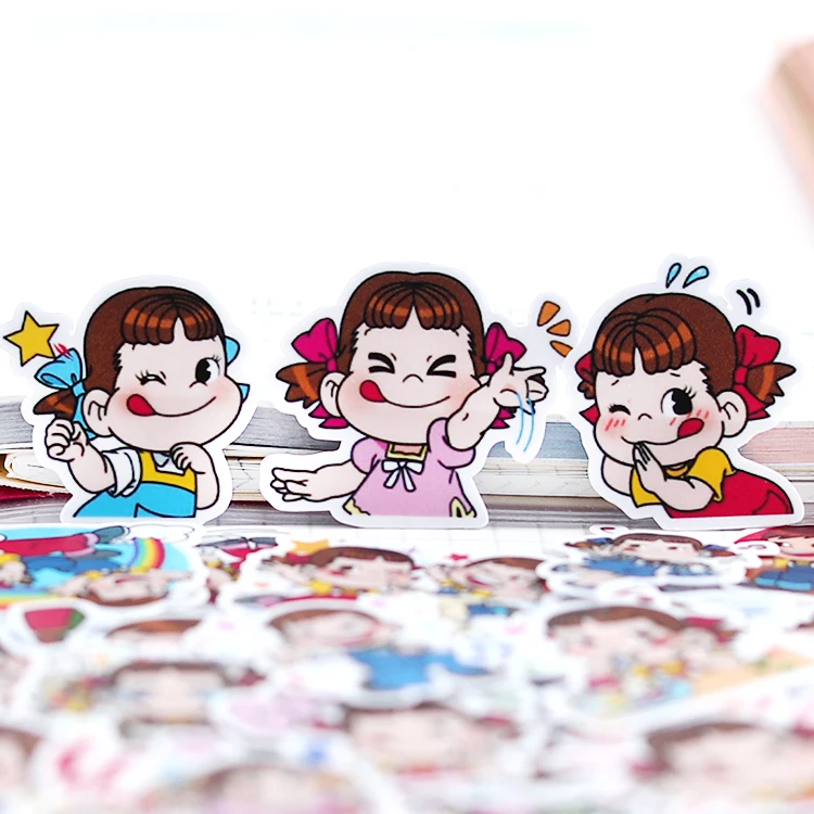 

32pcs/bag Cute cartoon girls sitkcers album Scrapbook waterproof decoration stickers DIY Handmade Gift Scrapbooking stickers