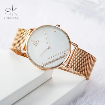

SHENGKE Diamond Luxury 2019 Watch Women Watches Top Brand Luxury Rose Gold Women's Watches Ladies Watch Clock montre femme
