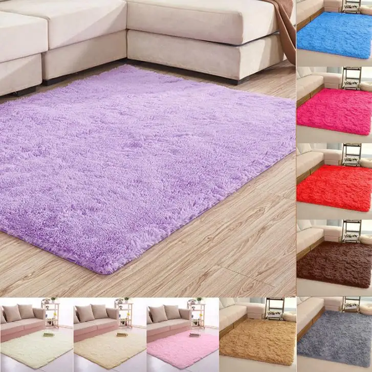 

80*120cm Large Size Fluffy Rugs Anti-Skid Shaggy Area Rug Dining Room Carpet Floor Mat Home Bedroom Home Supplies