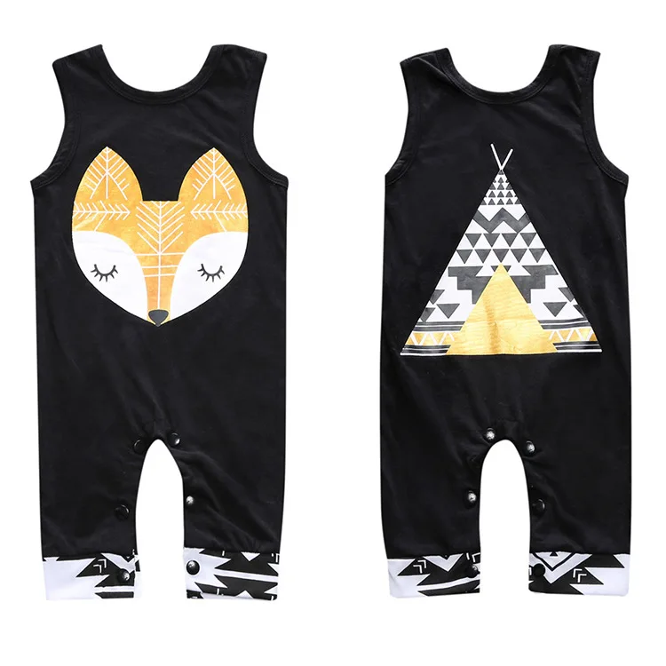

2017 Baby Boys Romper Girls Jumpsuit Kids Clothing Newborn Fashion Pattern Black Baby Body Suit Short Sleeve Baby Clothes