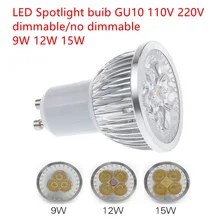 Lâmpada led de super helore 9 w 12 w 15 w gu10, 1 peça, 110 v 220 v, manchas dimbare lâmpada de led quente/natural/legal