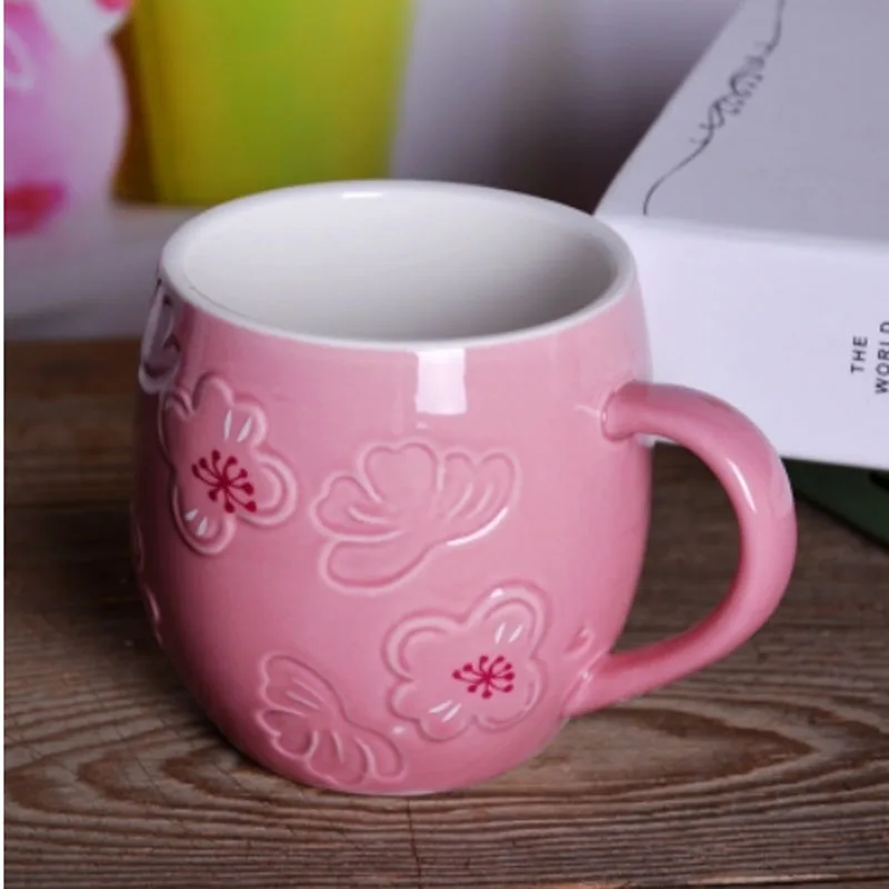 Beautiful Cherry Blossom Sakura Ceramic Coffee Cup 350ml Elegant Beautiful Cherry Blossom Sakura Ceramic Coffee Cup 350ml Elegant Mugs Cute Loving Pink White Milk In From Home Garden