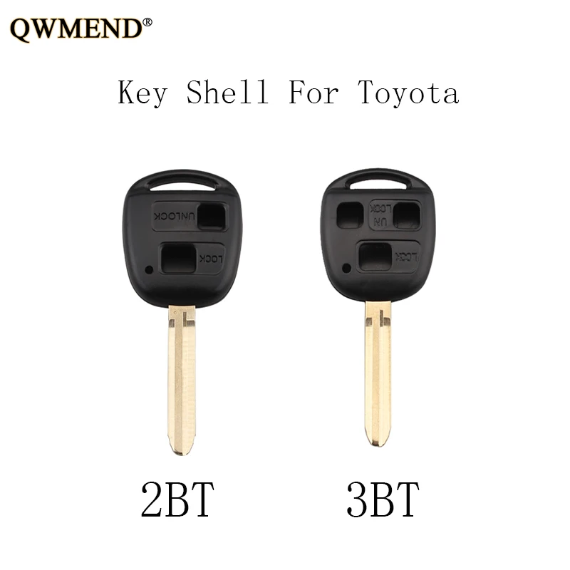 

QWMEND 2 3 Buttons Car Remote key shell For Toyota Camry RAV4 Prado Corolla Tarago Avensis Avalon EHCO Land Cruiser key Case
