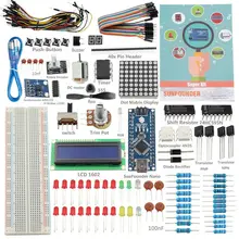 New SunFounder 19 Projecst Super Starter Kit v2.0 with Mini USB Nano V4.0 ATmega328P 5V Micro-controller Board For Arduino