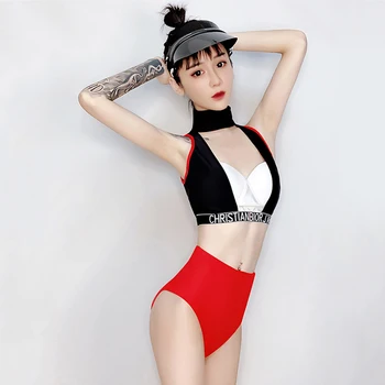 

Jazz Dance Costumes Lady Sleeveless Vest Set Sexy Gogo Nightclub Birthday Evening Party Costume Female Singer Stage Suit DT713