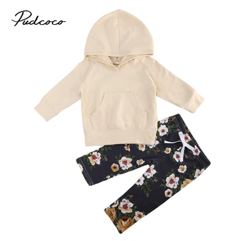 

Pudcoco Lovely Baby Suit Newborn Baby Kids Girls Solid Pullover Top Infant Kids Girl Flower Long Pants Bowknot Headband Outfits