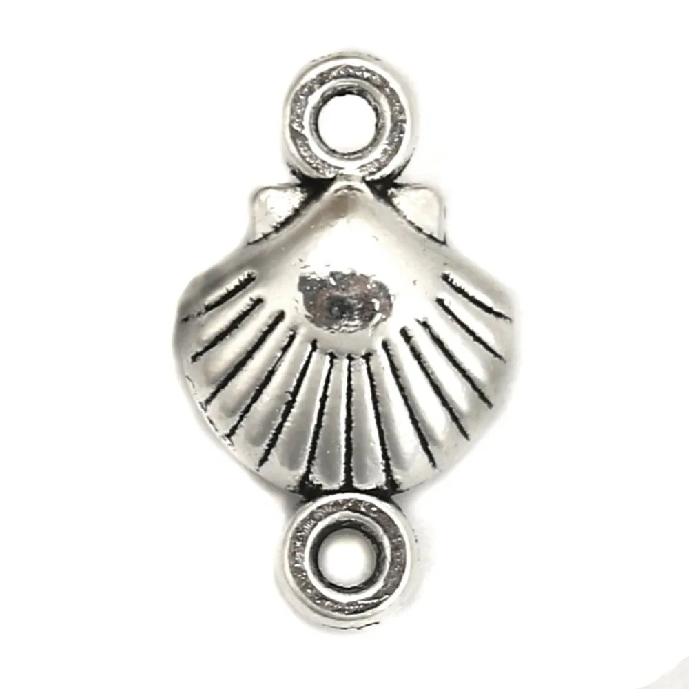 

Doreen Box Zinc Based Alloy Connectors Shell Antique Silver Jewelry Accessories Findings DIY 15mm( 5/8") x 9mm( 3/8"), 50 PCs