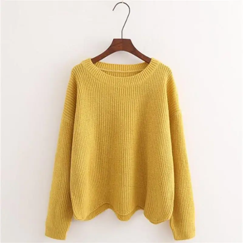 Fashion Spring Autumn Korean Thin Knit Sweater 2018 Solid Color Harajuku Long Sleeve Pullover High Quality Clothing Female Tops | Женская