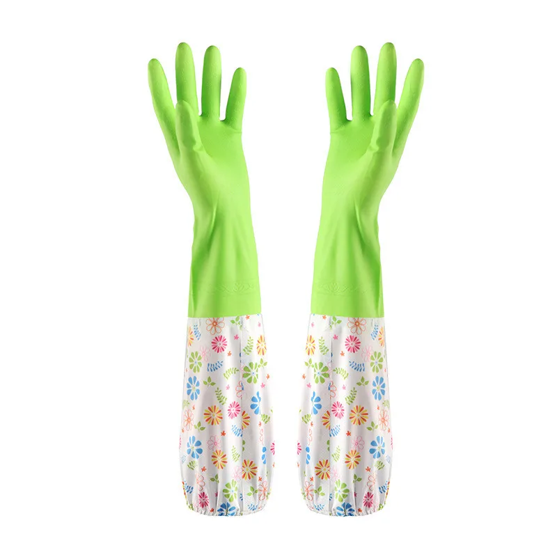 1 пара водонепроницаемые многоцелевые длинные волшебные перчатки из силиконовой резины скраб перчатки кухонные силиконовые блюдо моющиеся перчатки дропшиппинг - Цвет: Светло-зеленый