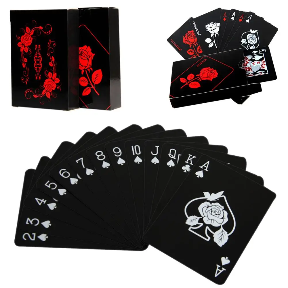 Goedkoop Waterdicht Speelkaarten Plastic Set Poker Spelen Kaarten Zwart Dek Game Gift