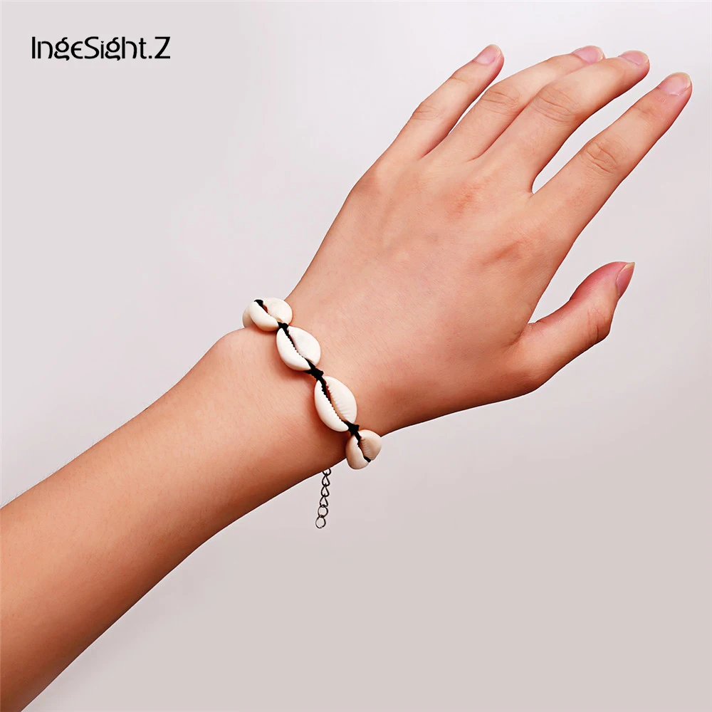 

IngeSight.Z Personalized Creative Handmade Natural Seashell Hand Knit Bracelet Shell Bracelets Women Accessories Fashion Jewelry