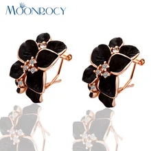 Moonrocy Мода черный цветок Форма австрийского хрусталя серьги розовое золото Цвет ювелирные изделия оптом подарок для Для женщин