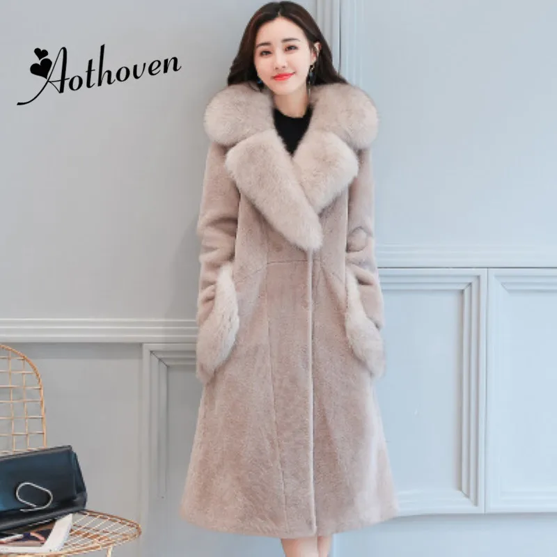Brand Quality Winter Casual High Imitation Fox Fur Collar Overcoat...