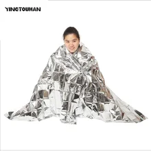 Yingtouman 2 шт./лот 210*160 см аварийного Одеяла выживания спасения изоляции Шторы Открытый Спасательные Военная Униформа серебро