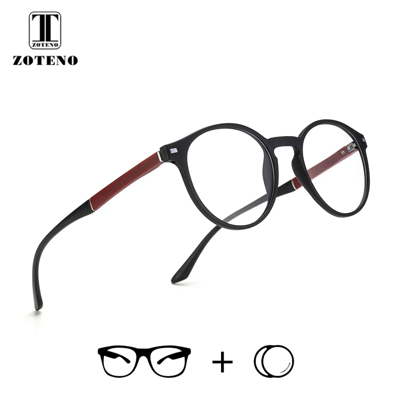 Tanie TR90 okrągłe okulary na receptę mężczyźni w stylu Vintage Retro jasne optyczne komputer krótkowzroczność okulary korekcyjne #88003