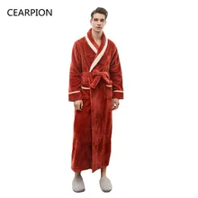 CEARPION Новое поступление мужской зимний халат толстый теплый спа Домашняя одежда мужской длинный рукав фланель кимоно купальный халат однотонный Неглиже