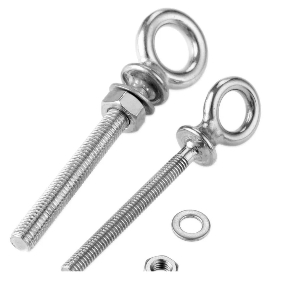 

HCSSZP 5 Pcs Lifting Eye Bolt 316 Stainless Steel with Nuts Swing Eyebolts M6*60/M8*80/M10*100mm Ring Hook Bolt Screw Fasterners