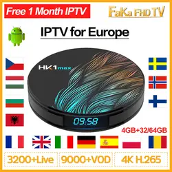 IPTV подписка Европа HK1 Max Smart tv Box Android 9,0 арабский французский IPTV Франция Канада испанско-португальский Италия Великобритания Турция IP tv