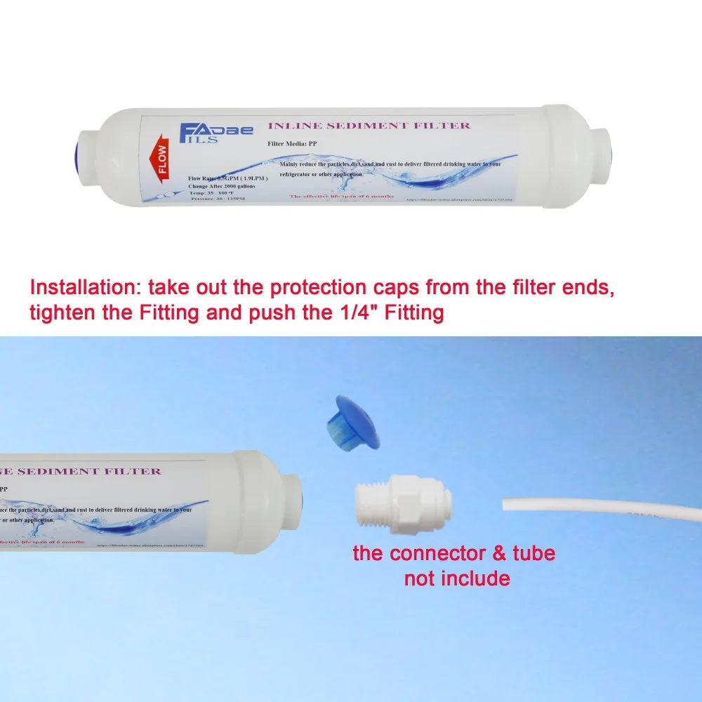 T33 полипропиленовые встроенные фильтры для воды для холодильников/RO системы, 10 дюймов. Д х 2 дюйма. OD