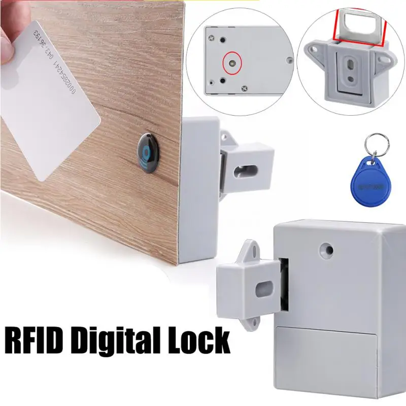 

Digital Drawer Cabinet RFID Lock Without Perforate Hole Invisible DIY Home Security RFID Lock Set With ID card key