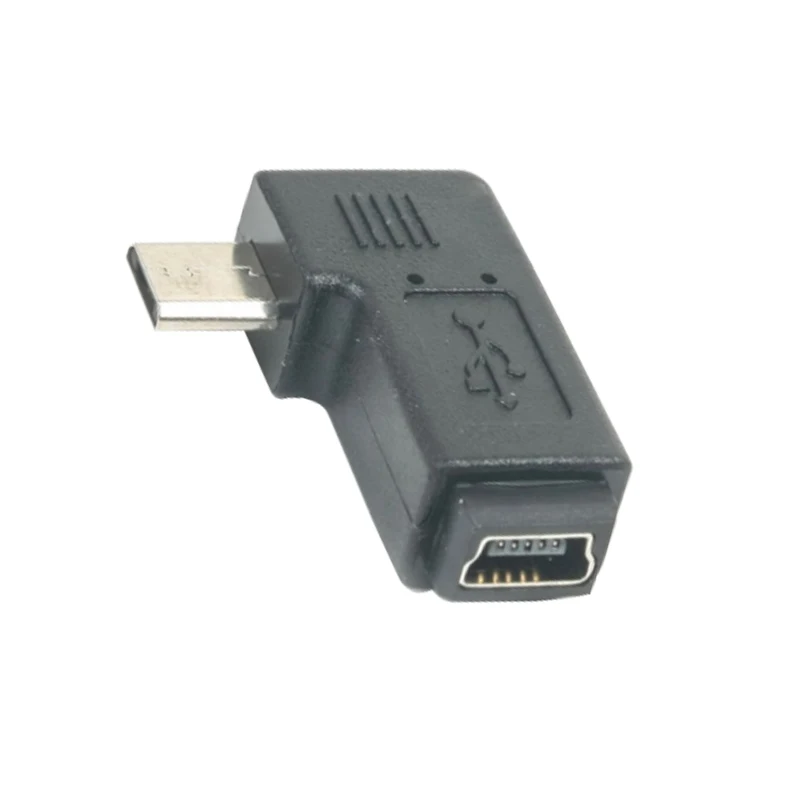 Новейший мини usb Тип B Женский к micro Мужской 90 градусов левый угол L форма черный