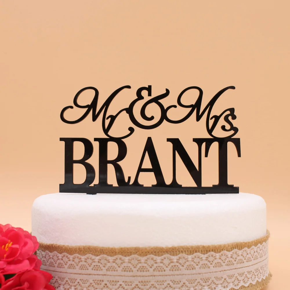

Free Shipping Custom wedding cake topper, Personalized Wedding Cake Topper,Acrylic silver glitter Black Wedding Party Decoration