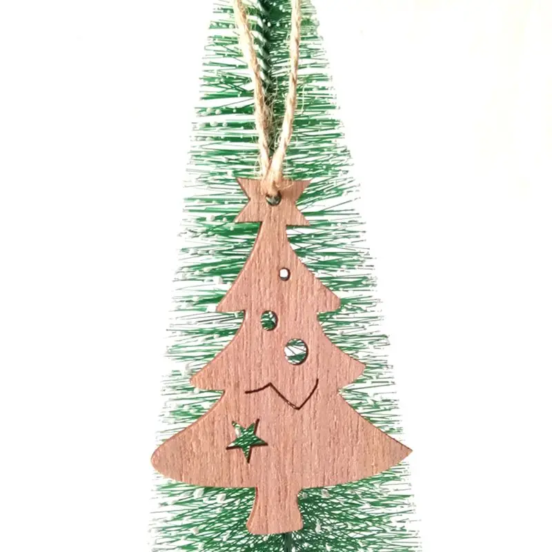 

3pcs/set Vintage Christmas Star Pendants with Rope Beads Ornaments Wooden DIY Crafts Hanging Tree Party Decor Gift
