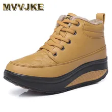 MVVJKE/зимняя обувь; женские ботинки; ботильоны на платформе; зимние плюшевые ботинки на танкетке для женщин; модная женская обувь на меху