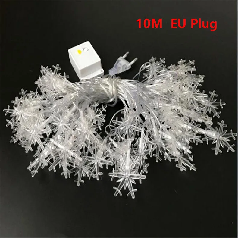 10m 100led 220v ue Guirlanda Flocos de Neve de Natal Led Luzes Cordas de Fadas para Festa em Casa do Casamento da Árvore de Natal Decorações do Jardim da Água 5 garland christmas decoration