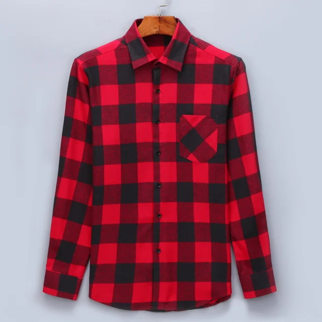 Men Flannel Plaid Shirt 100% Cotton 2019 Spring Autumn Casual Long Sleeve Shirt Soft Comfort Slim Fit Styles Brand Man Plus Size 1