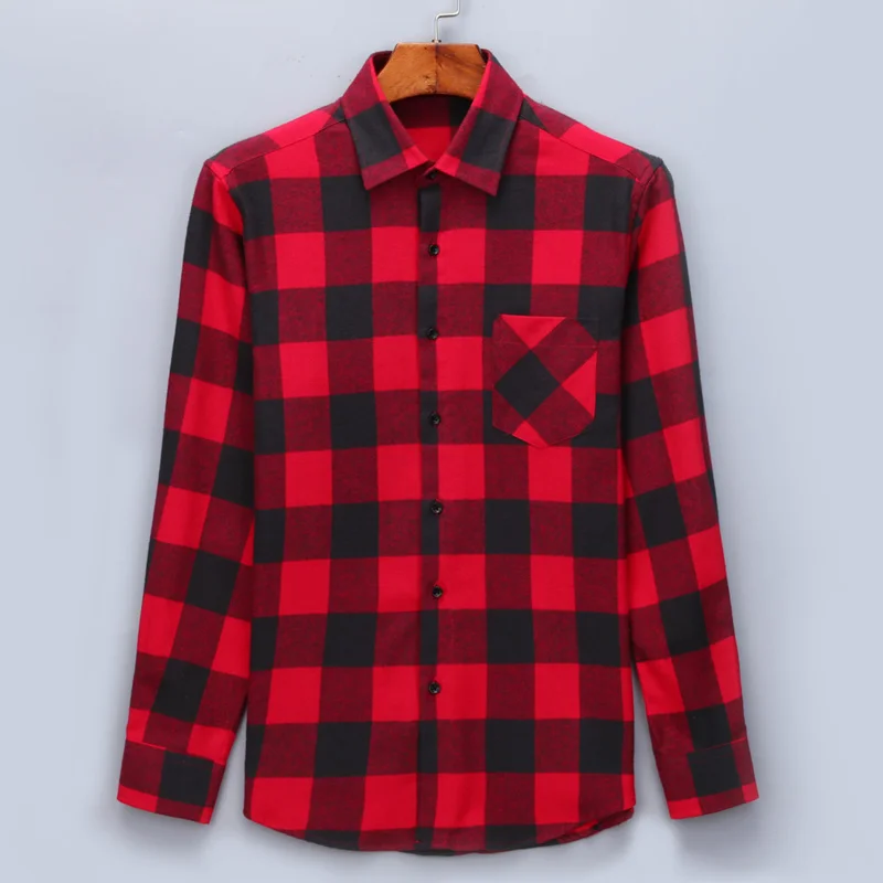 Goede Mannen Flanel Plaid Shirt 100% Katoen 2019 Lente Herfst Casual Lange Mouwen Zachte Comfort Slim Fit Stijlen Merk Man plus Size