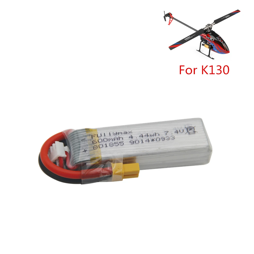 Высокая Мощность XK K130 вертолет Запчасти 7,4 V 600 mAh 25C 2 S Lipo Батарея с XT30 разъем для Радиоуправляемый Дрон Квадрокоптер Радиоуправляемый