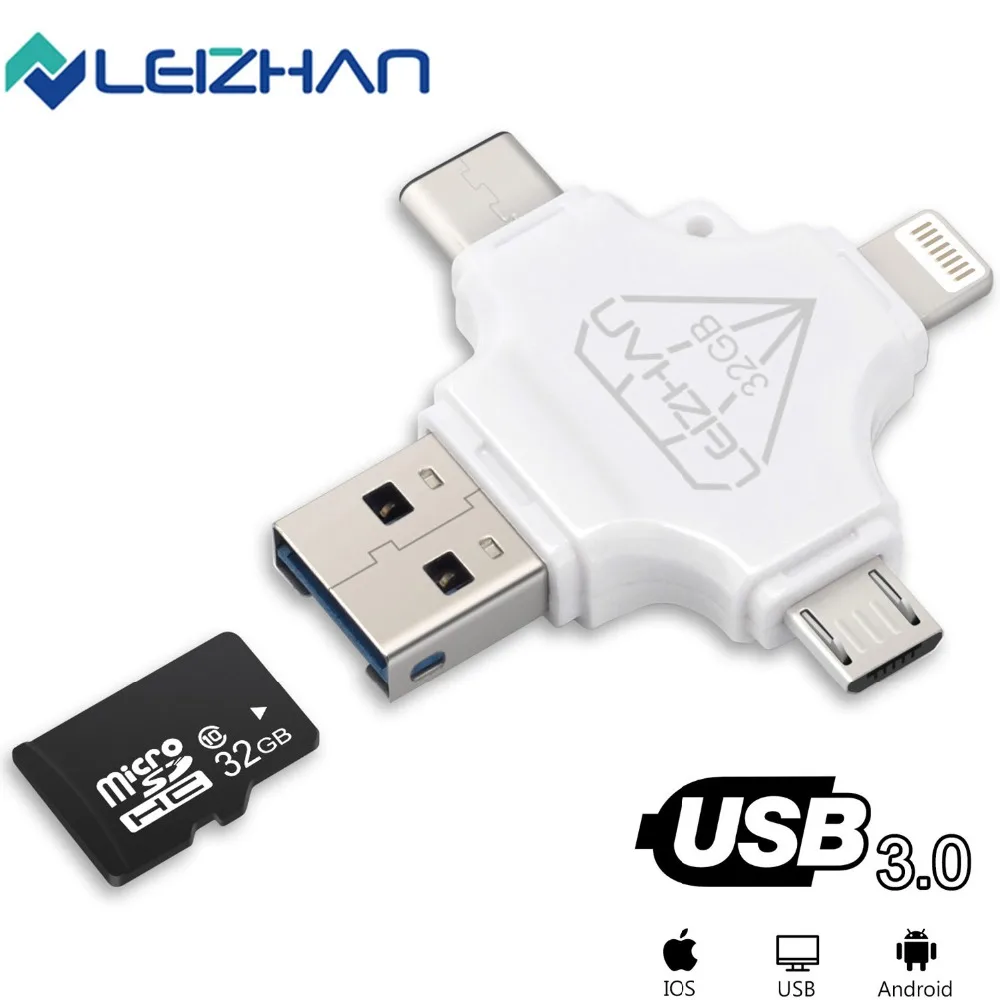 LEIZHAN 128 Гб OTG USB флеш-накопитель для iphone xr x 6s Adnroid флеш-накопитель 64 Гб USB C карта памяти TYPE-C Флешка 32 Гб USB ключ 16 Гб