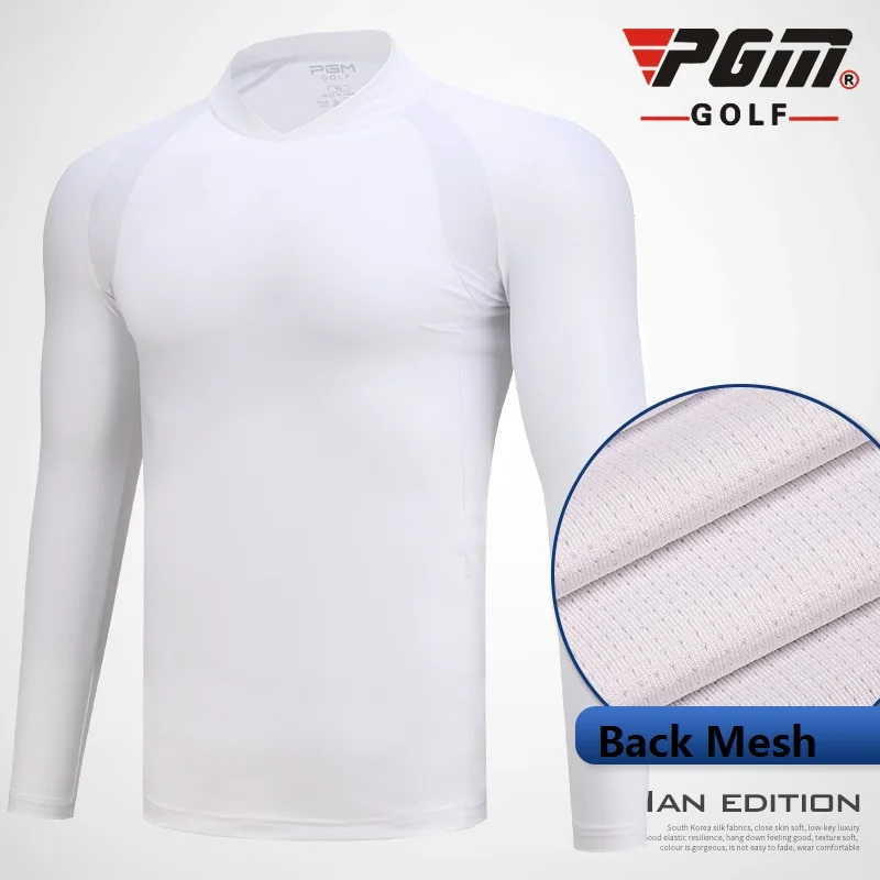 

Pgm Men Long Sleeve Golf T-Shirt Quick-Dry Ice Silk Bottoming Shirt Summer Muscle Tops Men Golf Wear 3 Style Neck D0749
