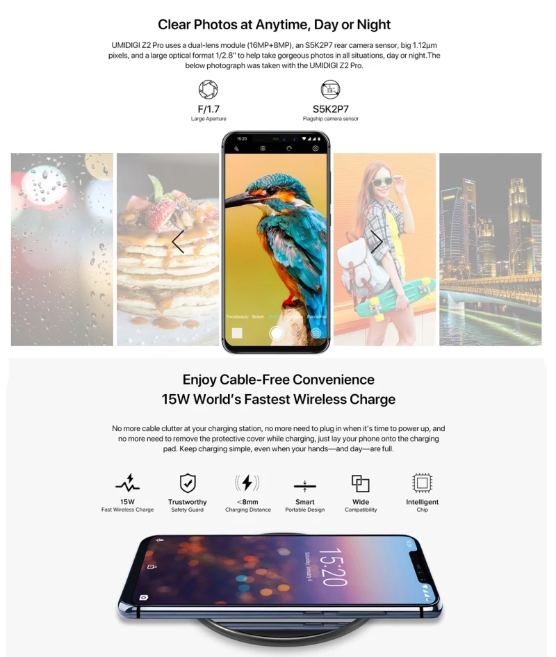 UMIDIGI Z2 Pro 6 2 "полноэкранный смартфон ГБ + 128 Гб двойной 4G сзади фронтальные 16MP