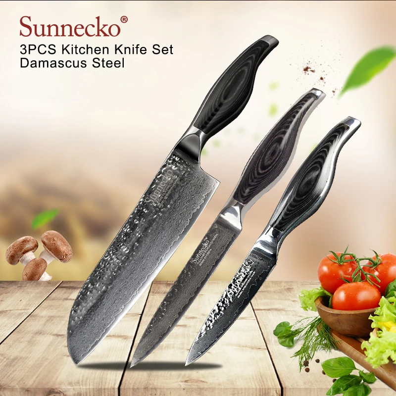 SUNNECKO Премиум Santoku нож для очистки овощей дамасский универсальный Сталь японский