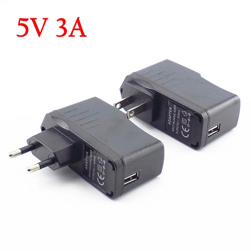 

Power Adapter DC 5V 3A micro USB Charging Port For LED Strip Lamp Switch 100V 240V Converter Charger AC to DC US EU Plug