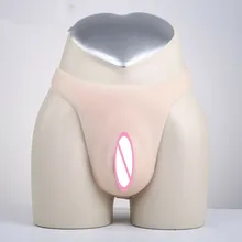 T-back Силиконовые вагины трусики Реалистичные вагины трансжилет Coplay нижнее белье мужские трусы, чтобы быть сексуальной девушки сейчас синтетическая кожа