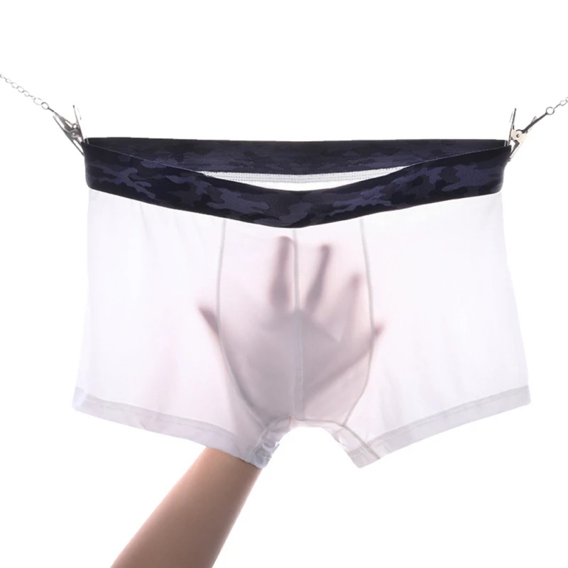 

2018 Popular Brand Men's Ultra-thin Breathable Ice Silk Translucent Sexy Men Underwear Underpants U Convex Panties Gay