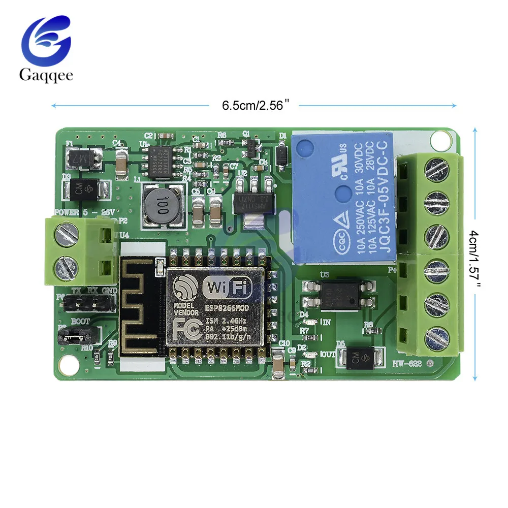 Релейный Щит постоянного тока 7 30 В 1 канал ESP8266 Wi Fi модуль защита от превышения