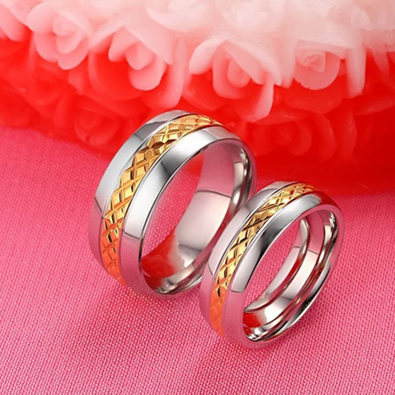 Fashion Lead & Nickel Free Stainless Steel Couple Rings Set Jewelry Ring for Men Women Engagement Wedding Ring VR313