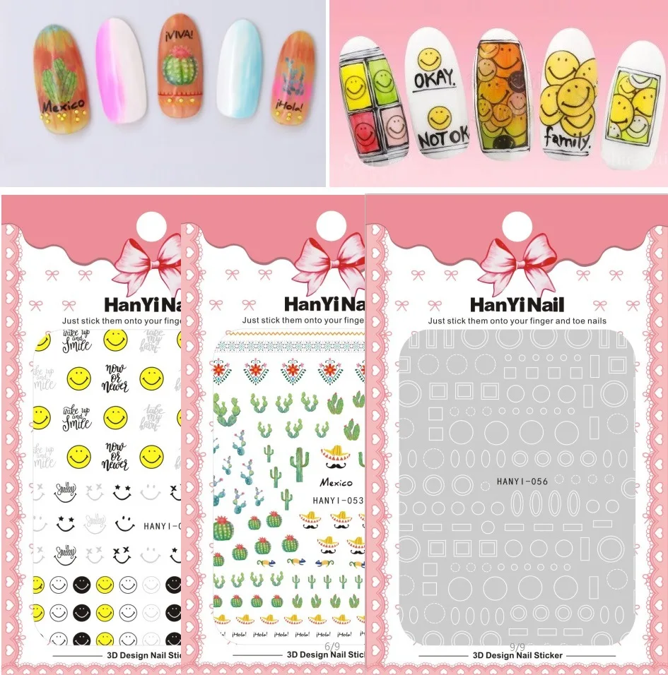 

3 sheet 9 type Japanese Ultrathin Nail Stickers Designs Gummed 3D Nail Art Stickers Decals Makep Art Decorations HanYi048-56