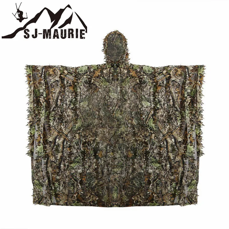 SJ Maurie Высокое качество 3D лист Ghillie Костюмы камуфляж пончо плащ Охота лесная