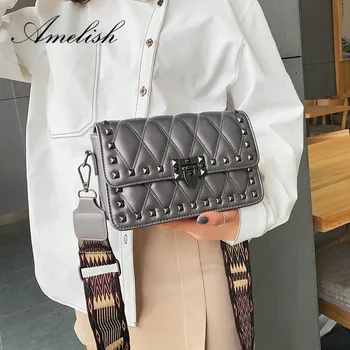 

Casual Chains Rivet Lock Soft Leather Square Thread Bag for Women Designer Brand Ladies Crossbody Handbag Messenger Party Clutch