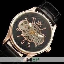 SEWOR Rose Gold Stainless Steel Steampunk wristwatch White Skeleton Men s Mechanical Watch
