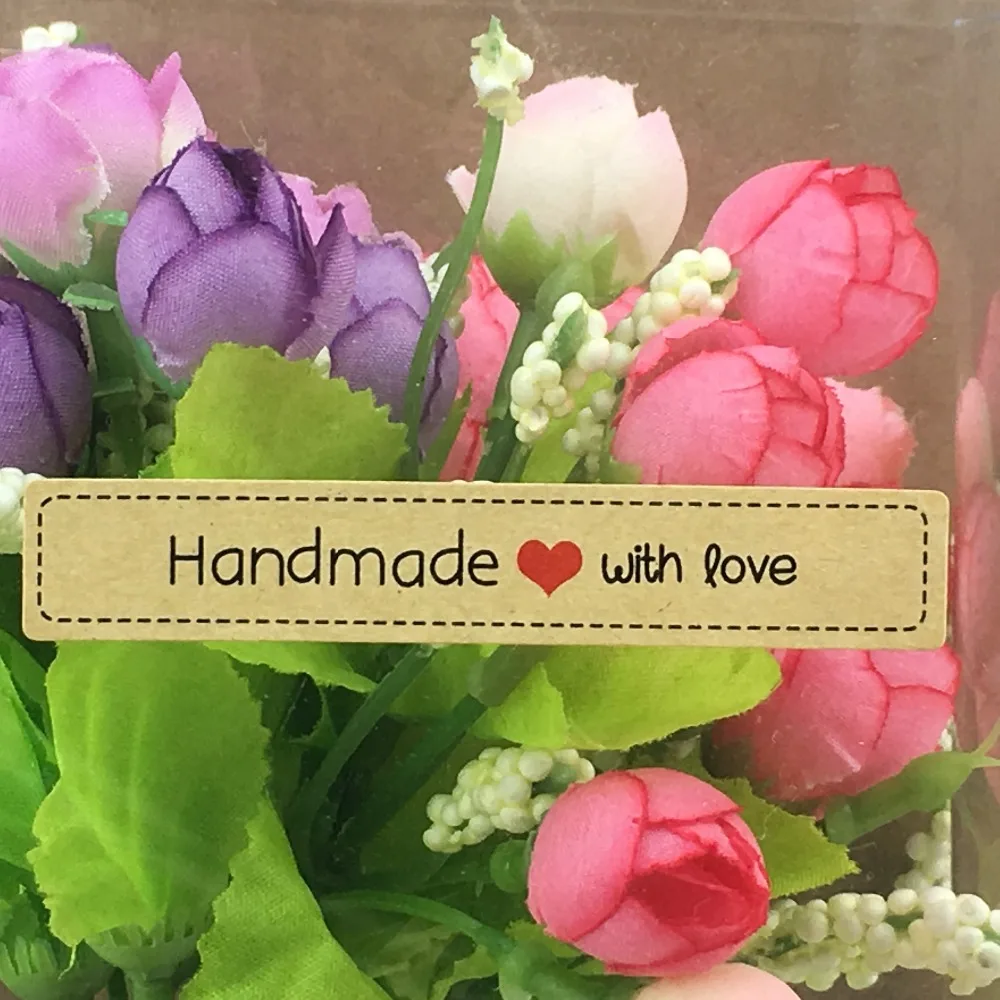 

1200pcs handmade with love Sticker labels Kraft Stickers for personalized wedding/gift/clothing/chalkboard DIY Gift tags labels