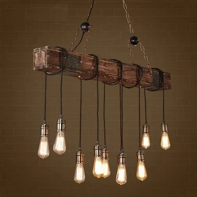 Loft Style Creative Wooden Droplight Edison Vintage Pendant Light Fixtures For Dining Room Hanging Lamp Indoor Lighting