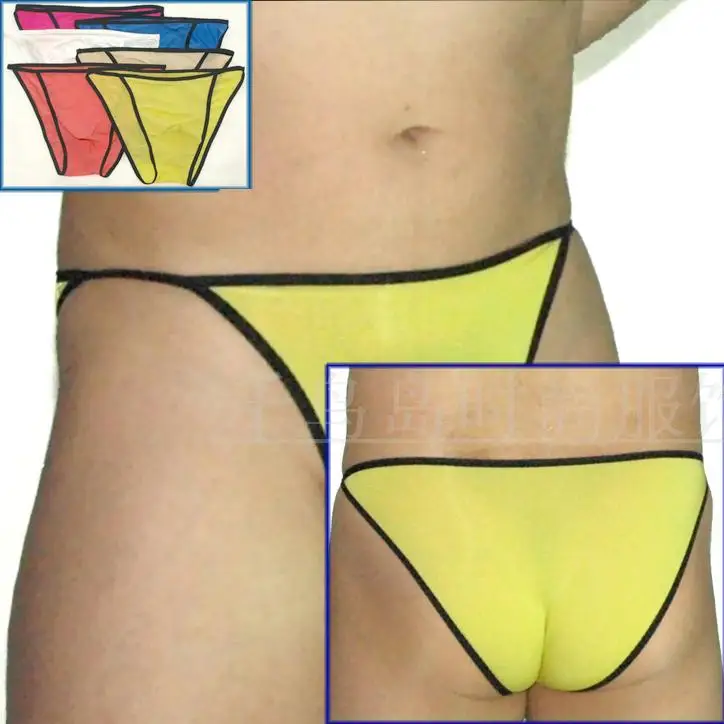 Мужская полоска прозрачные трусы ультратонкая нейлоновая стойка|transparent briefs|male