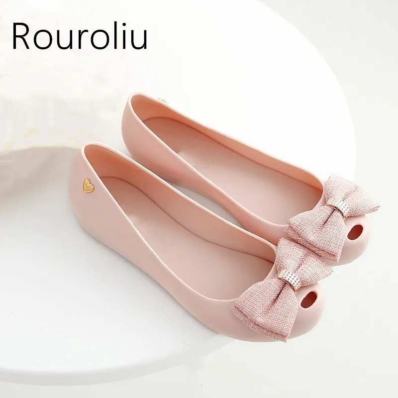 open toe jelly flats