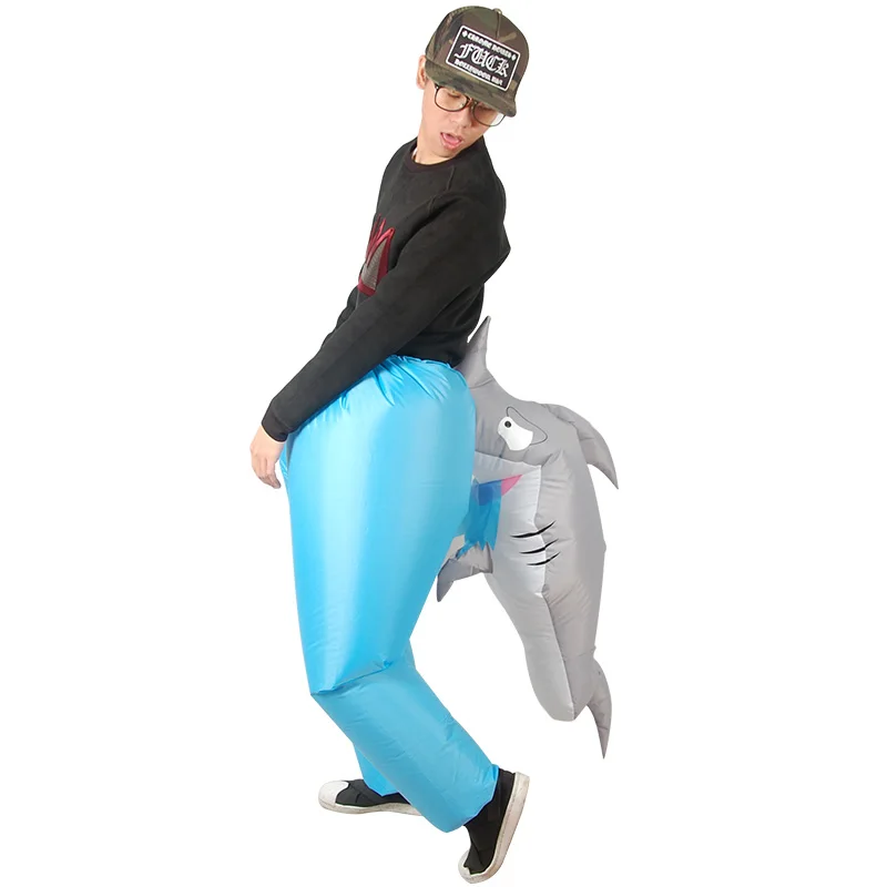 Inflatable Grey Dolphin Bite Ass Costume for Adult Creature Ocean